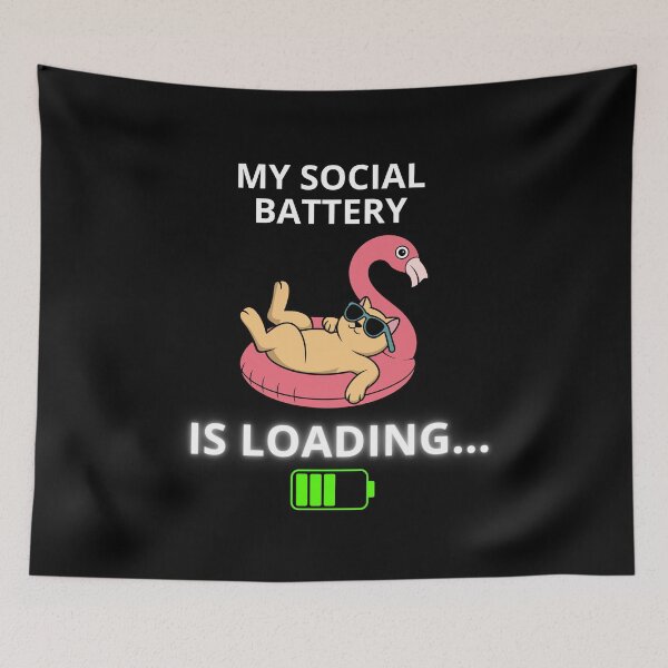 Item preview, My Social Battery is Loading Summer Cat designed and sold by ContigoART.
