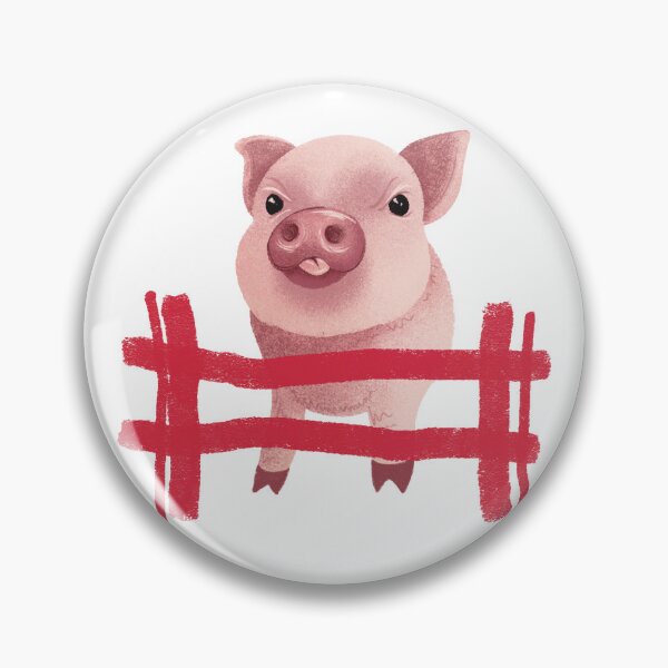 Artikelvorschau, Niedliches Schwein hinter rotem Zaun – Lustiges Bauernhoftier entworfen und verkauft von Pryhozha.