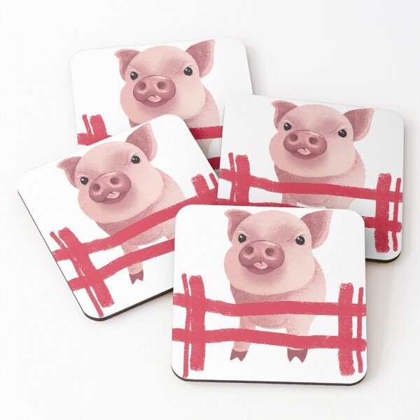 Item preview, Cute Pig Behind Red Fence Funny Farm Animal designed and sold by Pryhozha.