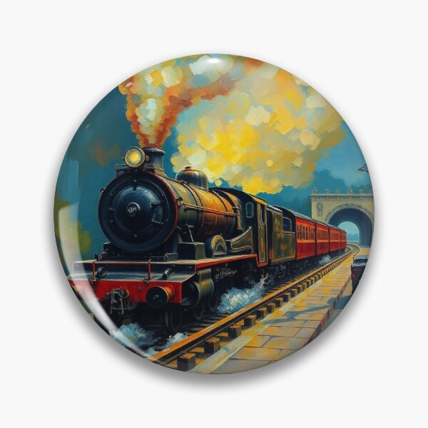 Item preview, A steam train in Abohill railway station. designed and sold by oldMastersofart.