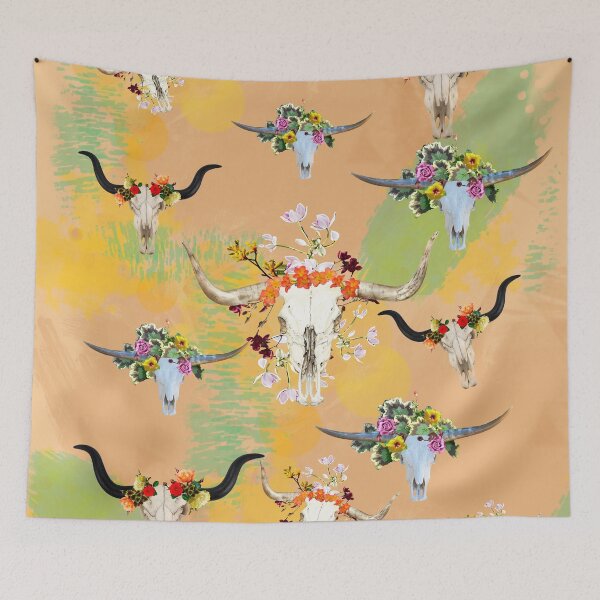 Item preview, COW SKULL AND FLOWER DESIGN BLANKET designed and sold by Barbara Jean Photo Art And Design.