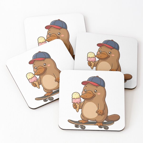 Item preview, Cool Kawaii Platypus on Skateboard with Ice Cream designed and sold by jo-e-basta.