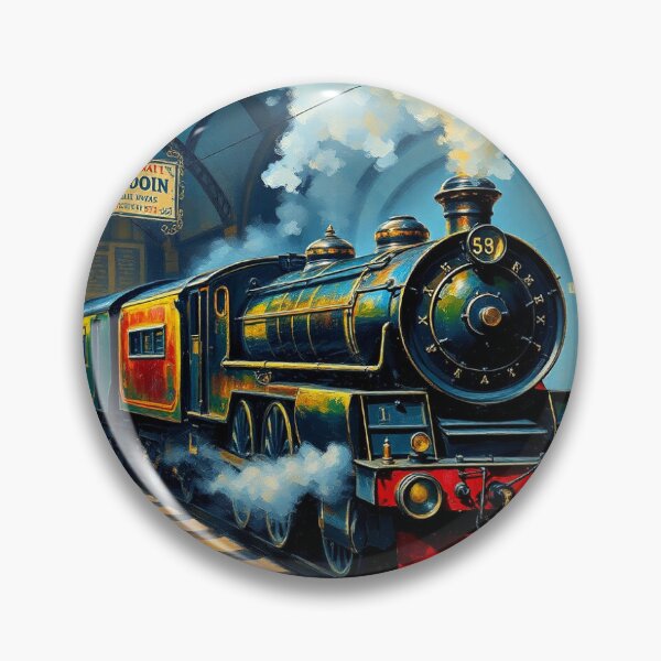Item preview, A steam train in Adoon railway station. designed and sold by oldMastersofart.