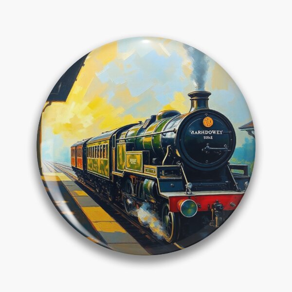 Item preview, A steam train in Aghadowey  railway station. designed and sold by oldMastersofart.