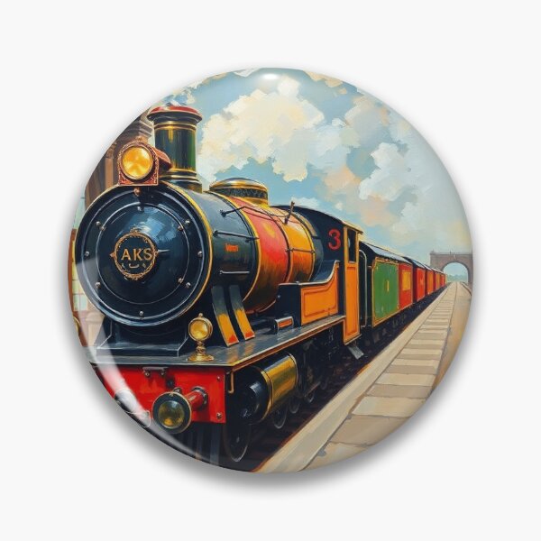 Item preview, A steam train in Aghavea railway station. designed and sold by oldMastersofart.