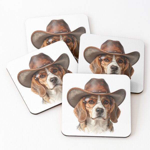 Item preview, Beagle Cowboy Dog Portrait – Cool Puppy with Western Hat & Glasses Funny Pet Art designed and sold by Fur Honcho.