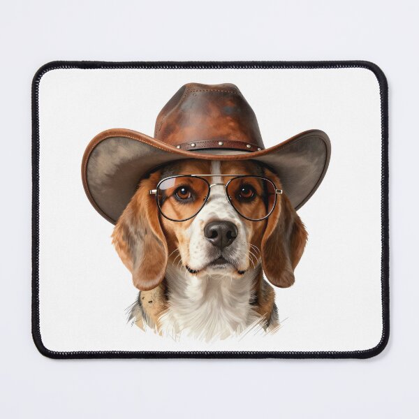 Item preview, Beagle Cowboy Dog Portrait – Cool Puppy with Western Hat & Glasses Funny Pet Art designed and sold by Fur Honcho.