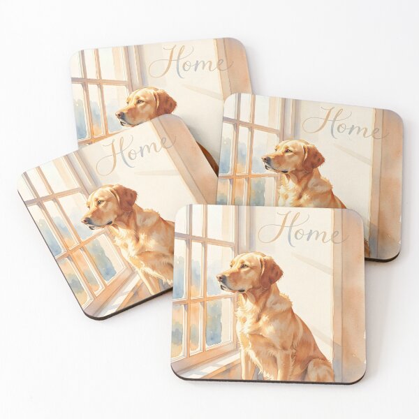Item preview, Home – Golden Retriever Waiting by the Window | Soft Emotional Dog Illustration designed and sold by EmeraldeaArt.