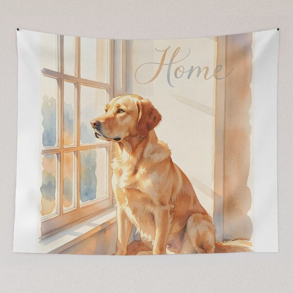 Item preview, Home – Golden Retriever Waiting by the Window | Soft Emotional Dog Illustration designed and sold by EmeraldeaArt.