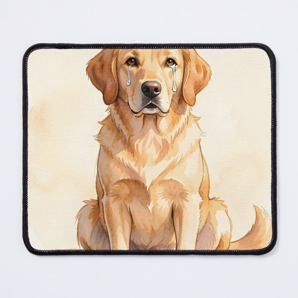 Item preview, I Miss You – Crying Golden Retriever Emotional Dog Illustration designed and sold by EmeraldeaArt.