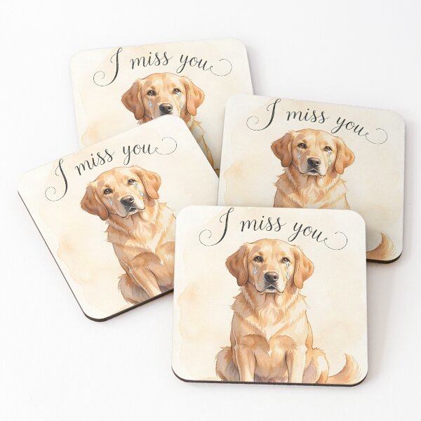 Item preview, I Miss You – Crying Golden Retriever Emotional Dog Illustration designed and sold by EmeraldeaArt.