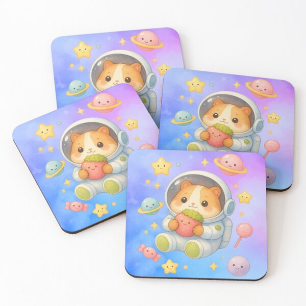 Item preview, Cute Hamster Astronaut with Strawberry – Kawaii Pastel Space Galaxy Art designed and sold by p-frosty-design.
