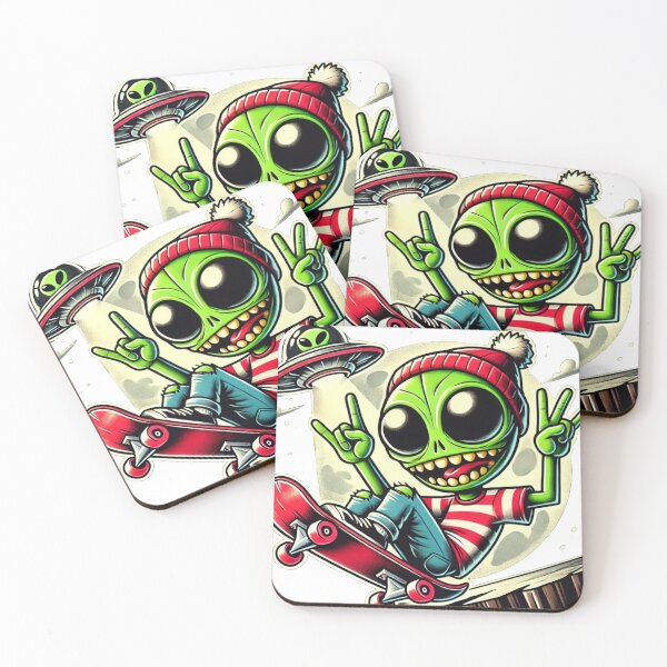 Item preview, Alien Skater Skateboard Sticker Art designed and sold by InkNovaLab.
