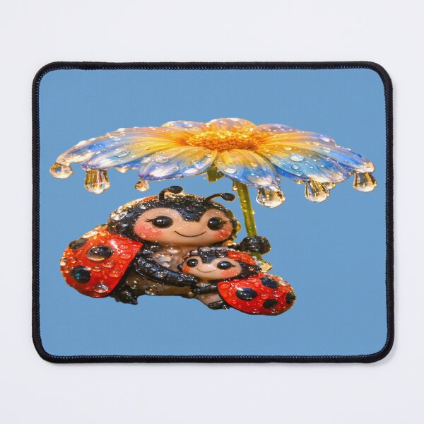 Item preview, Cute Ladybug Family under Flower Umbrella - Whimsical Nature Art designed and sold by Art-Inspir-AI.