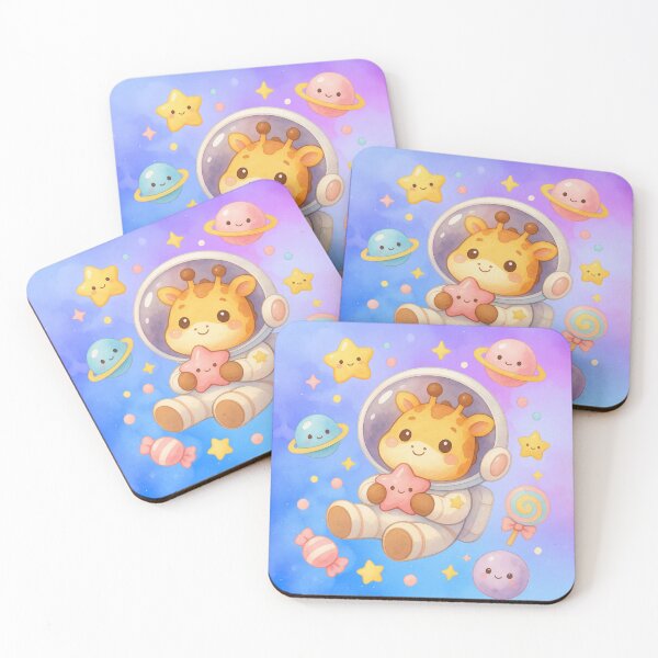 Item preview, Cute Giraffe Astronaut Holding Star – Kawaii Pastel Space Galaxy Art designed and sold by p-frosty-design.