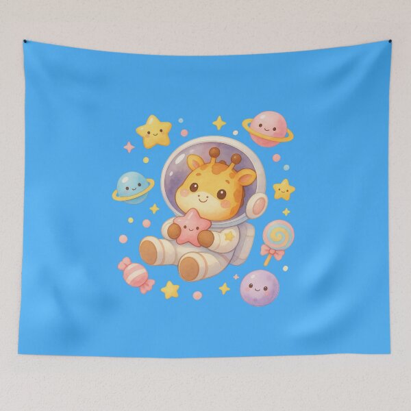 Item preview, Cute Giraffe Astronaut Holding Star – Kawaii Pastel Space Galaxy Art designed and sold by p-frosty-design.