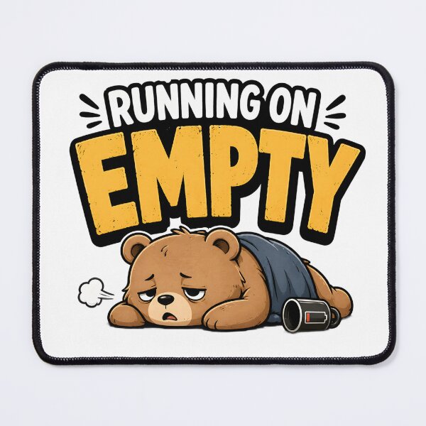 Item preview, Running On Empty Cute Tired Bear Meme Funny Low Energy Sticker designed and sold by TheLazyVibe.
