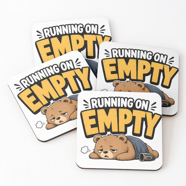 Item preview, Running On Empty Cute Tired Bear Meme Funny Low Energy Sticker designed and sold by TheLazyVibe.