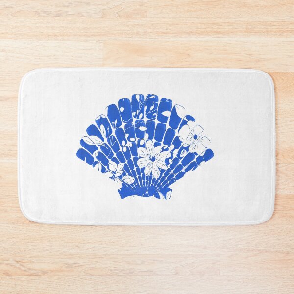 Item preview, Blue Seashell with Florals on White designed and sold by ArtyFridgees.
