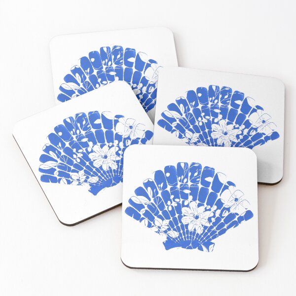 Item preview, Blue Seashell with Florals on White designed and sold by ArtyFridgees.
