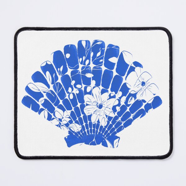 Item preview, Blue Seashell with Florals on White designed and sold by ArtyFridgees.