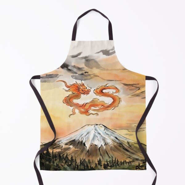 Item preview, Japanese Dragon Over Mount Fuji: Sumi-e Watercolor Art designed and sold by MalisoStickers.