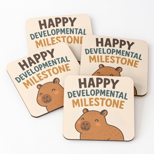 Item preview, Happy Developmental Milestone – Cute Cartoon Capybara Celebration Design designed and sold by EmeraldeaArt.