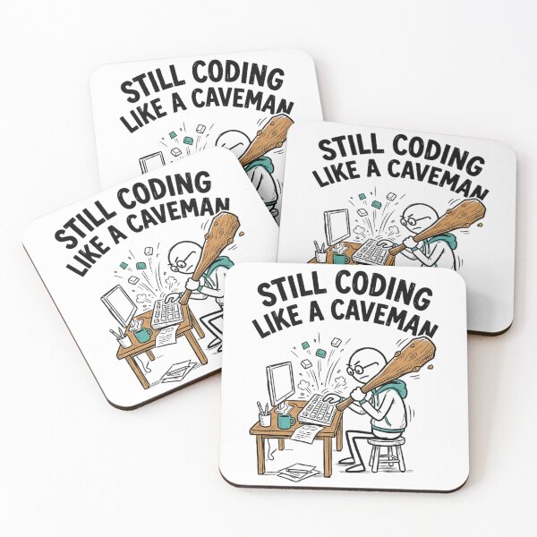 Item preview, Still Coding Like a Caveman - Funny Programmer & Web Dev Humorous Illustration designed and sold by Urben Loop.