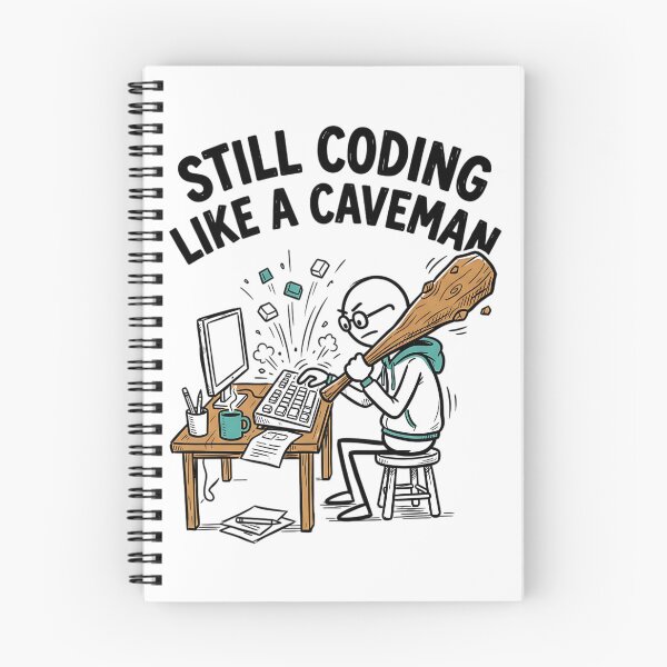 Item preview, Still Coding Like a Caveman - Funny Programmer & Web Dev Humorous Illustration designed and sold by Urben Loop.