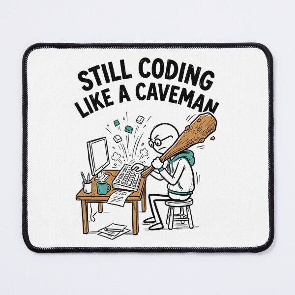 Item preview, Still Coding Like a Caveman - Funny Programmer & Web Dev Humorous Illustration designed and sold by Urben Loop.