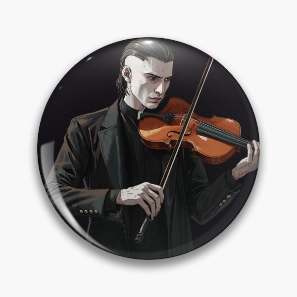 Item preview, Serath Kael - Gothic Violinist Portrait Dark Sacred Series Metal Art - LUPUS POTESTATIS Band Member designed and sold by GeoWhimsy Studio.