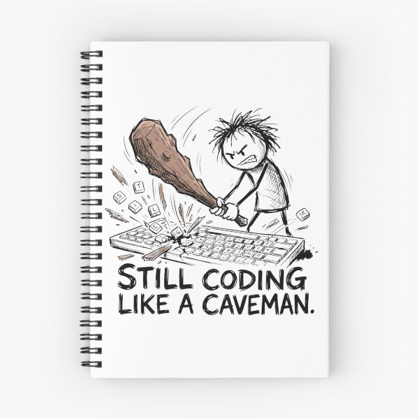 Item preview, Still Coding Like a Caveman Funny Programmer Cartoon | Developer Humor Art designed and sold by Urben Loop.