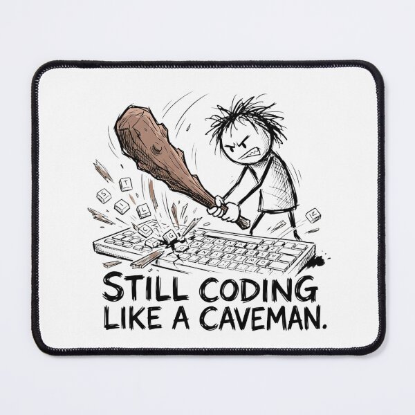 Item preview, Still Coding Like a Caveman Funny Programmer Cartoon | Developer Humor Art designed and sold by Urben Loop.