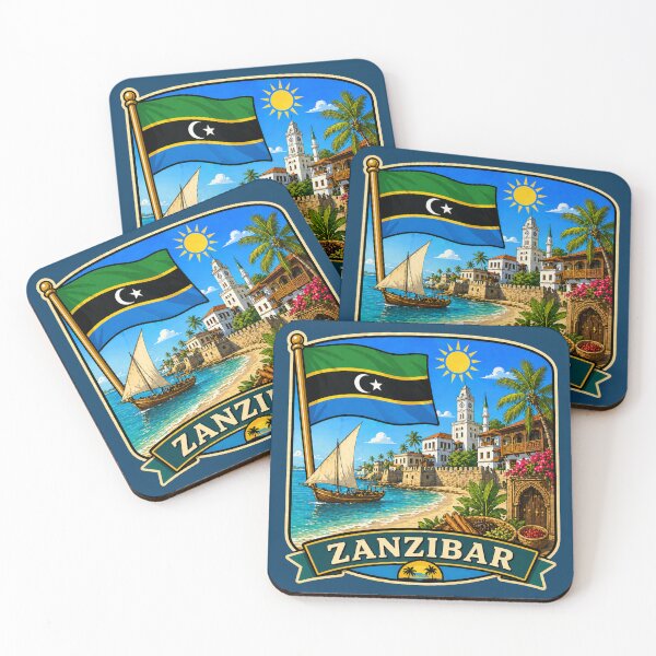 Item preview, Zanzibar - Flag, Stone Town and Dhow Boat designed and sold by Myra365Art.