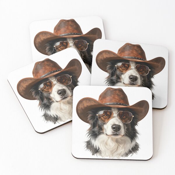 Item preview, Border Collie Cowboy Dog Portrait | Western Hat Border Collie Art Print designed and sold by Fur Honcho.