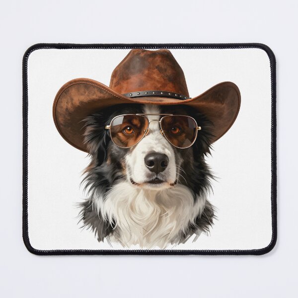 Item preview, Border Collie Cowboy Dog Portrait | Western Hat Border Collie Art Print designed and sold by Fur Honcho.