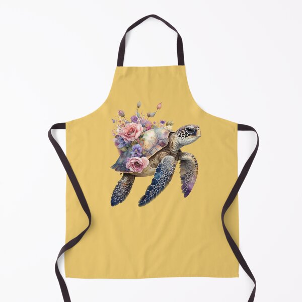 Item preview, Romantic floral watercolor sea turtle top view botanical shell ocean art print designed and sold by icemanphotos.