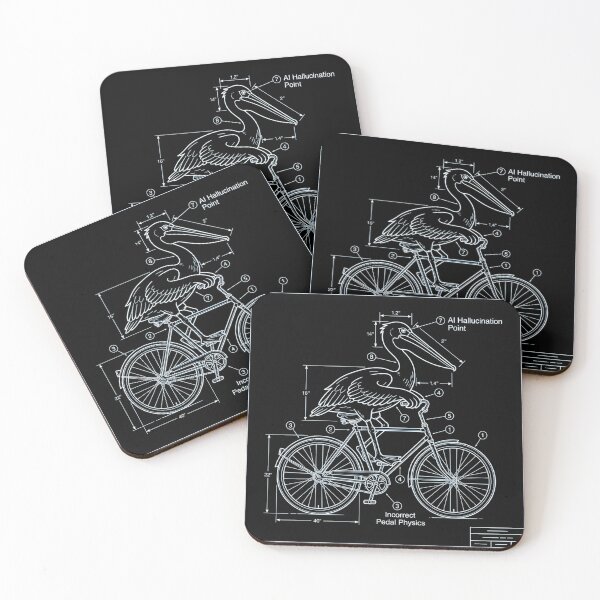 Item preview, AI Hallucination Blueprint – Funny Pelican Bicycle Diagram, Tech Humor Design designed and sold by Urben Loop.