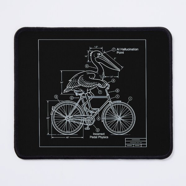 Item preview, AI Hallucination Blueprint – Funny Pelican Bicycle Diagram, Tech Humor Design designed and sold by Urben Loop.