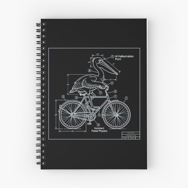 Item preview, AI Hallucination Blueprint – Funny Pelican Bicycle Diagram, Tech Humor Design designed and sold by Urben Loop.