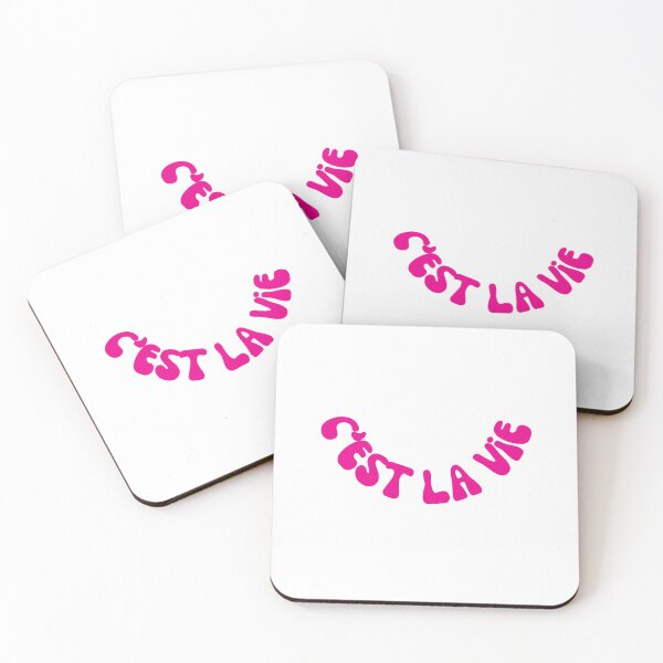 Item preview, C'est La Vie Pink Retro Wavy Typography - French Quote designed and sold by ElliDesign.