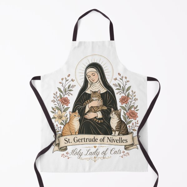 Item preview, St. Gertrude of Nivelles Holy Lady of Cats – Catholic Cat Lover Art designed and sold by SillentDesign.