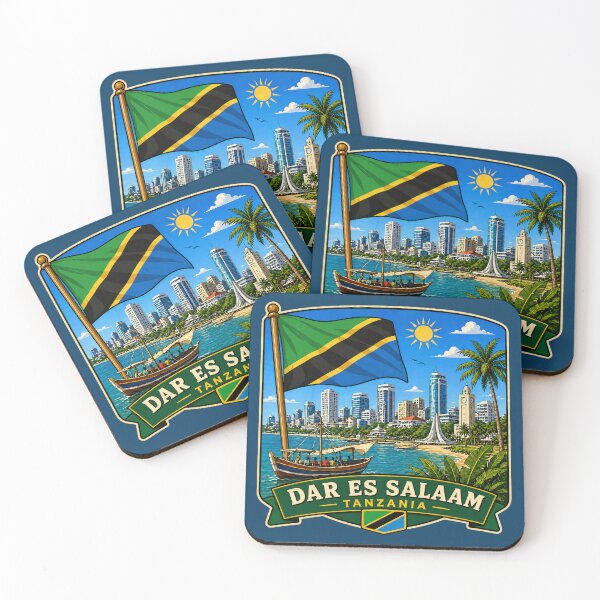 Item preview, Dar es Salaam, Tanzania - Flag, Skyline and Dhow Boat designed and sold by Myra365Art.