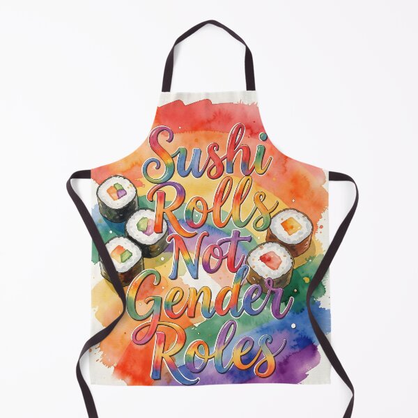 Item preview, Sushi Rolls Not Gender Roles – Colorful Watercolor Feminist Calligraphy Design designed and sold by EmeraldeaArt.