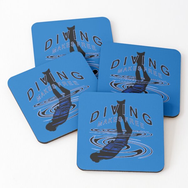 Item preview, Diving makes you free - designer logo with diver and waves designed and sold by Kimenta Fashion.