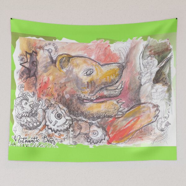 Item preview, Automatic Toy Bear With Musical Clown, Dancer and Cat (Original Tempera Painting by ACCI) designed and sold by VanyssaGraphics.