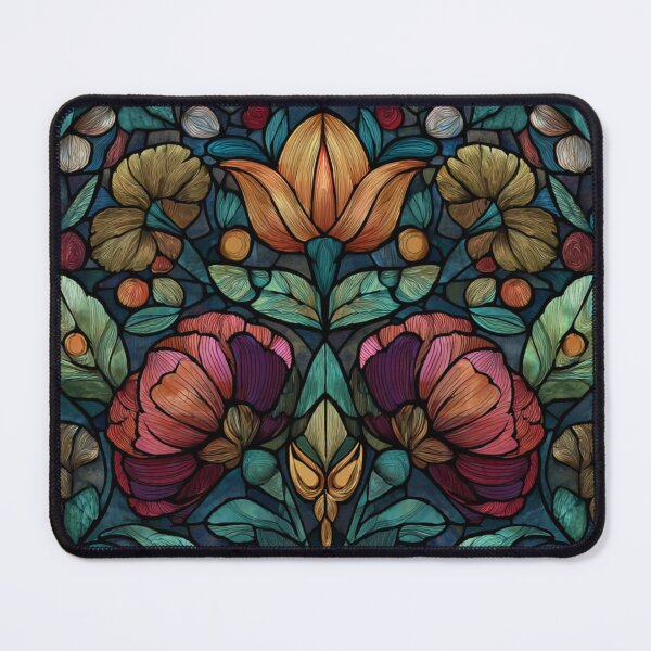 Item preview, Stained Glass Effect Beautiful Florals Design Pattern designed and sold by GrinGalore.