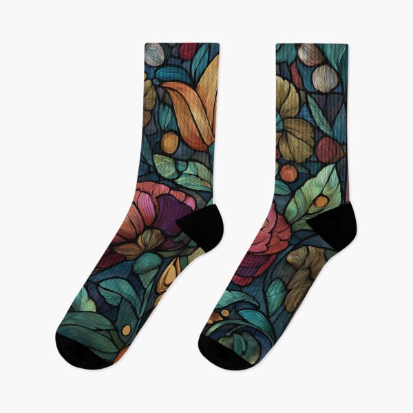Item preview, Stained Glass Effect Beautiful Florals Design Pattern designed and sold by GrinGalore.