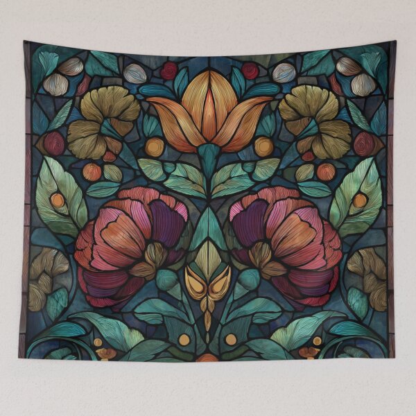Item preview, Stained Glass Effect Beautiful Florals Design Pattern designed and sold by GrinGalore.