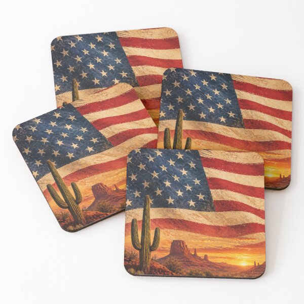 Item preview, American Flag Southwest Desert Sunset designed and sold by BeHappyGoLucky.